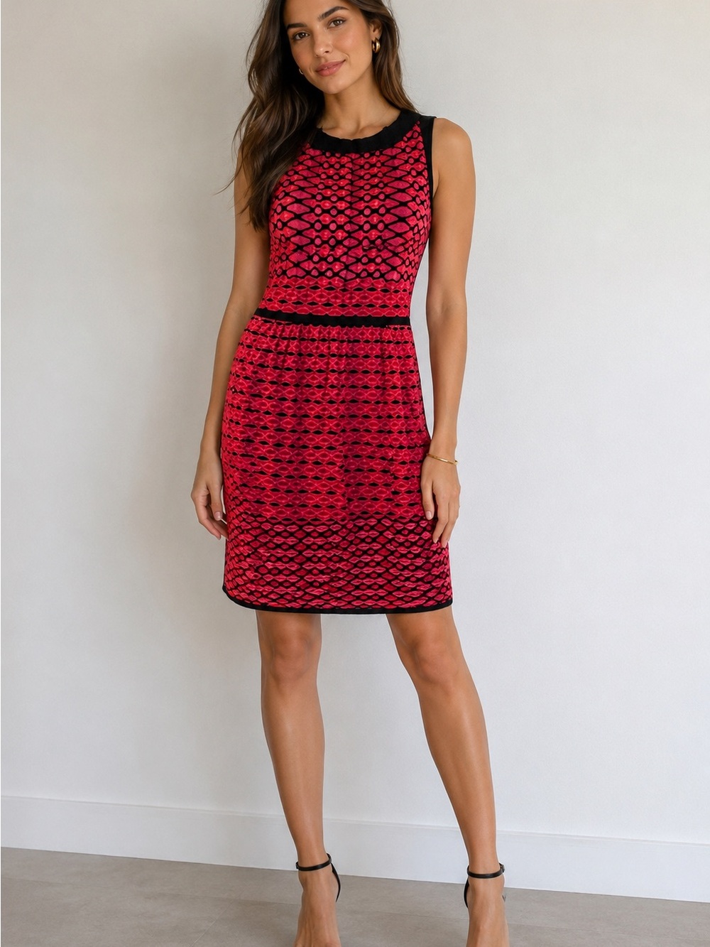 Missoni Red and Black Sleeveless Knit Shift Dress